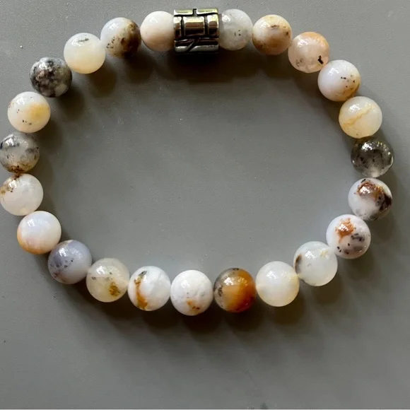 Natural Australian Dendritic Chalcedony Handcrafted Bead Bracelet - Picture 5 of 5